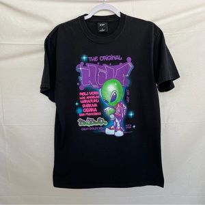 HUF UFO Men’s Short Sleeve T-Shirt Black Woven Label Size Medium